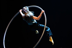 Beverley Grant performing at the Circus for Gaza fundraising event in Edinburgh at Assembly Roxy