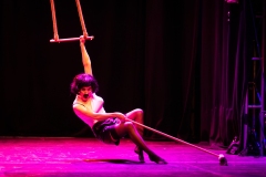 Elsa van der Wal performing as Freddie Hercury at the Circus for Gaza fundraising event in Edinburgh