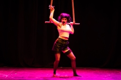 Elsa van der Wal performing as Freddie Hercury at the Circus for Gaza fundraising event in Edinburgh