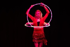 Evie White and Jelly Belly performing as Hoopsie Spin at the Circus for Gaza fundraising event in Edinburgh