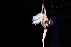 Circus artists Clara and Freya performing together at Cirqulation's 'Cirqulation 8: Power' Circus Cabaret Night at the Assembly Roxy