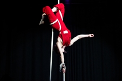 Circus artists Clara and Freya performing together at Cirqulation's 'Cirqulation 8: Power' Circus Cabaret Night at the Assembly Roxy