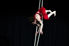 Circus artists Clara and Freya performing together at Cirqulation's 'Cirqulation 8: Power' Circus Cabaret Night at the Assembly Roxy