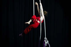 Circus artists Clara and Freya performing together at Cirqulation's 'Cirqulation 8: Power' Circus Cabaret Night at the Assembly Roxy