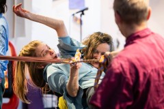 Final Thursday evening contact improvisation session at Curious Seed's space in Ocean Terminal in Leith, Edinburgh, on 22 February 2023 © Chantal Guevara. All rights reserved.