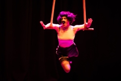 Elsa van der Wal performing as Freddie Hercury at the Circus for Gaza fundraising event in Edinburgh