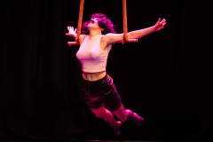 Elsa van der Wal performing as Freddie Hercury at the Circus for Gaza fundraising event in Edinburgh