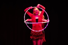 Evie White and Jelly Belly performing as Hoopsie Spin at the Circus for Gaza fundraising event in Edinburgh