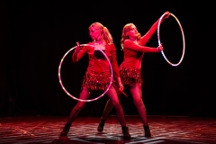 Evie White and Jelly Belly performing as Hoopsie Spin at the Circus for Gaza fundraising event in Edinburgh