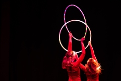 Evie White and Jelly Belly performing as Hoopsie Spin at the Circus for Gaza fundraising event in Edinburgh