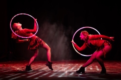 Evie White and Jelly Belly performing as Hoopsie Spin at the Circus for Gaza fundraising event in Edinburgh