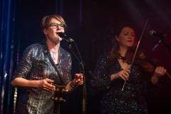 Karine Polwart performing with Kinnaris Quintet performing at Celtic Connections at the Old Fruitmarket, Glasgow