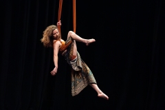 Rosella Elphinstone performing at the Circus for Gaza fundraising event in Edinburgh