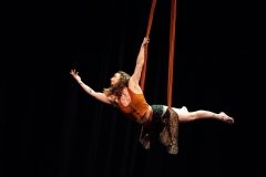 Rosella Elphinstone performing at the Circus for Gaza fundraising event in Edinburgh