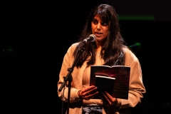 Alycia Piromhamed reciting at the We Are For Palestine (Edinburgh) fundraiser at the Assembly Roxy in Edinburgh