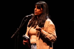 Alycia Piromhamed reciting at the We Are For Palestine (Edinburgh) fundraiser at the Assembly Roxy in Edinburgh