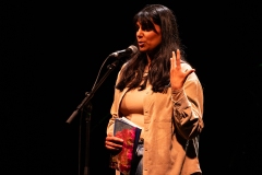 Alycia Piromhamed reciting at the We Are For Palestine (Edinburgh) fundraiser at the Assembly Roxy in Edinburgh