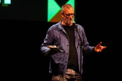 Graeme Macrae Burnet reciting at the We Are For Palestine (Edinburgh) fundraiser at the Assembly Roxy in Edinburgh