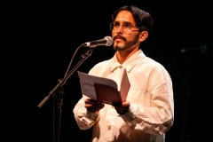 Andrés Ordorica reciting at the We Are For Palestine (Edinburgh) fundraiser at the Assembly Roxy in Edinburgh