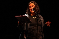 Hannah Lavery reciting at the We Are For Palestine (Edinburgh) fundraiser at the Assembly Roxy in Edinburgh