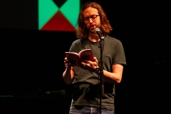 Kieran Hurley reciting at the We Are For Palestine (Edinburgh) fundraiser at the Assembly Roxy in Edinburgh