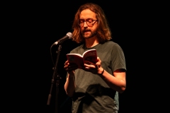 Kieran Hurley reciting at the We Are For Palestine (Edinburgh) fundraiser at the Assembly Roxy in Edinburgh