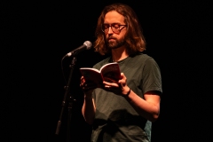 Kieran Hurley reciting at the We Are For Palestine (Edinburgh) fundraiser at the Assembly Roxy in Edinburgh