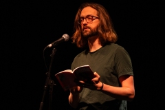 Kieran Hurley reciting at the We Are For Palestine (Edinburgh) fundraiser at the Assembly Roxy in Edinburgh