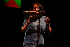 Chitra Ramaswamy reciting at the We Are For Palestine (Edinburgh) fundraiser at the Assembly Roxy in Edinburgh