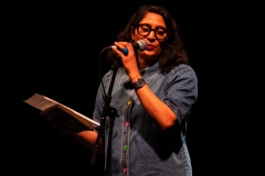 Chitra Ramaswamy reciting at the We Are For Palestine (Edinburgh) fundraiser at the Assembly Roxy in Edinburgh