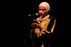 Salsabil El-Awaisi reciting at the We Are For Palestine (Edinburgh) fundraiser at the Assembly Roxy in Edinburgh