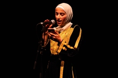 Salsabil El-Awaisi reciting at the We Are For Palestine (Edinburgh) fundraiser at the Assembly Roxy in Edinburgh