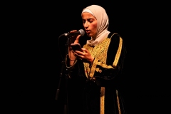 Salsabil El-Awaisi reciting at the We Are For Palestine (Edinburgh) fundraiser at the Assembly Roxy in Edinburgh