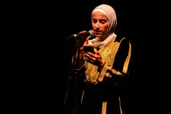 Salsabil El-Awaisi reciting at the We Are For Palestine (Edinburgh) fundraiser at the Assembly Roxy in Edinburgh