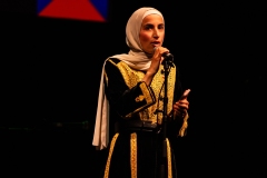 Salsabil El-Awaisi reciting at the We Are For Palestine (Edinburgh) fundraiser at the Assembly Roxy in Edinburgh