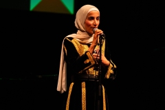 Salsabil El-Awaisi reciting at the We Are For Palestine (Edinburgh) fundraiser at the Assembly Roxy in Edinburgh