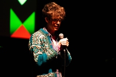 Michael Pedersen reciting at the We Are For Palestine (Edinburgh) fundraiser at the Assembly Roxy in Edinburgh